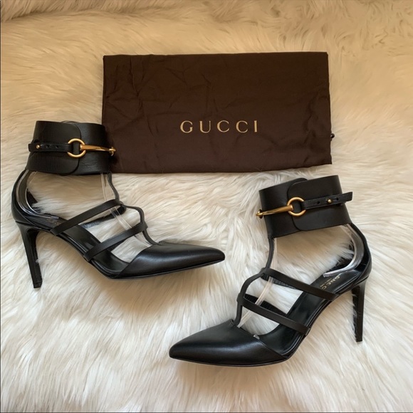 Gucci Shoes - GUCCI Ursula Caged Horsebit Ankle Wrap Pumps